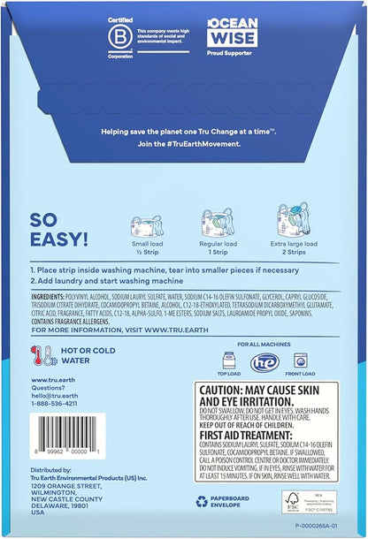 Tru Earth Compact Dry Laundry Detergent Sheets - Up to 64 Loads (32 Sheets) - Paraben-Free - Original Eco-Strip Liquidless Detergen - Fresh Linen | Packaging May Vary