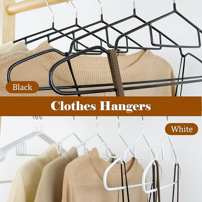 Clothes Hangers, 20Pack Black Metal Hangers with Tie Bar,15.75 in Shirt Hanger with Shoulder Notches for Dress and Camisole, Non-Slip Heavy Duty Hanger（Black）