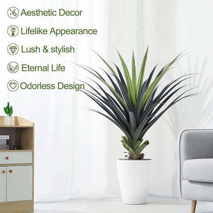 4ft Artificial Spiked Agave Plant, 48" Faux Agave Plants Indoor Small Floor Plant Perfect for Front Porch, Patio, Indoor Outdoor Home, Office Decor 1pcs