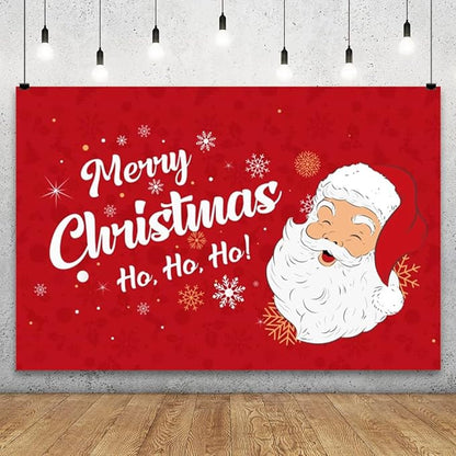 YongFoto Merry Christmas Backdrop 8x6ft Snowflakes Santa Claus's Smiling Fun Photography Background Happy New Year Xmas Eve Family Party Banner Room Decorations Photoshoot Wallpaper Photo Booth