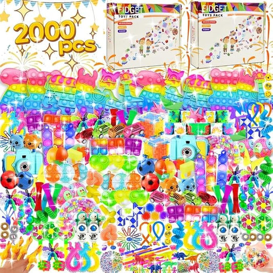BicMan 2000pcs Party Favors Goodie Bags for Kids, Fidget Toys Pack, Stocking Pinata Stuffers, Birthday Gifts, Classroom Prize, Treasure Box, Carnival Prizes, Easter Eggs Fillers