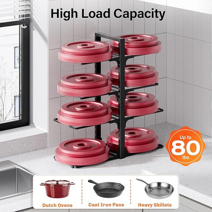 MUDEELA Pots and Pans Organizer under Cabinet, 21" Height Heavy Duty Adjustable Pot Pan Organizers inside Cabinet, 8-Tier Kitchen Cabinet Organizers and Storage for Big Stockpots, Heavy Cookware
