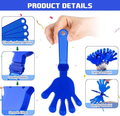 Junkin 48 Pcs Hand Clappers Bulk 7. 5 x 3. 5 Inches Noise Makers Party Favors Clapping Noise Maker Clacker for Birthdays Game Prizes Rewards Football Sporting Events Cheers Supplies (Blue)