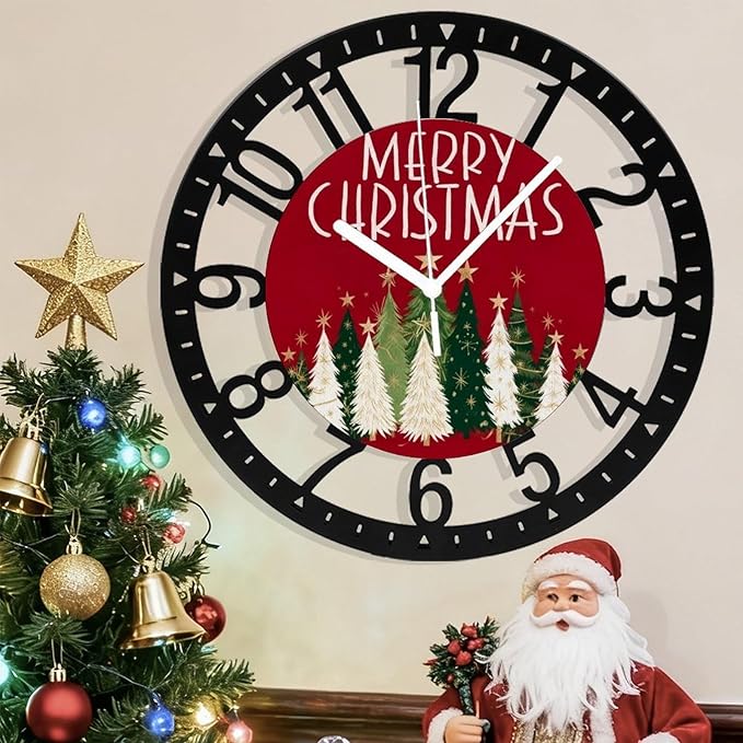 Wall Clock 10 Inch Silent Non-Ticking Modern Clocks Battery Operated - Analog Small Classic for Office, Home, Living Room,Bathroom, Kitchen, Bedroom, School,Snowman Clock