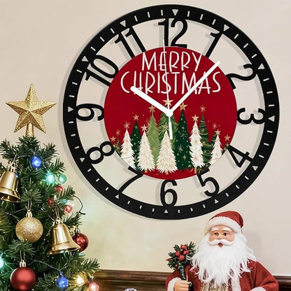 Wall Clock 10 Inch Silent Non-Ticking Modern Clocks Battery Operated - Analog Small Classic for Office, Home, Living Room,Bathroom, Kitchen, Bedroom, School,Snowman Clock