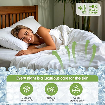 TWK Luxury Sheet Set, Genuine 100% Organic Viscose Derived from Bamboo, Cooling & Breathable, Silky Soft, Bedding Sheets & Pillowcases (White, California King)
