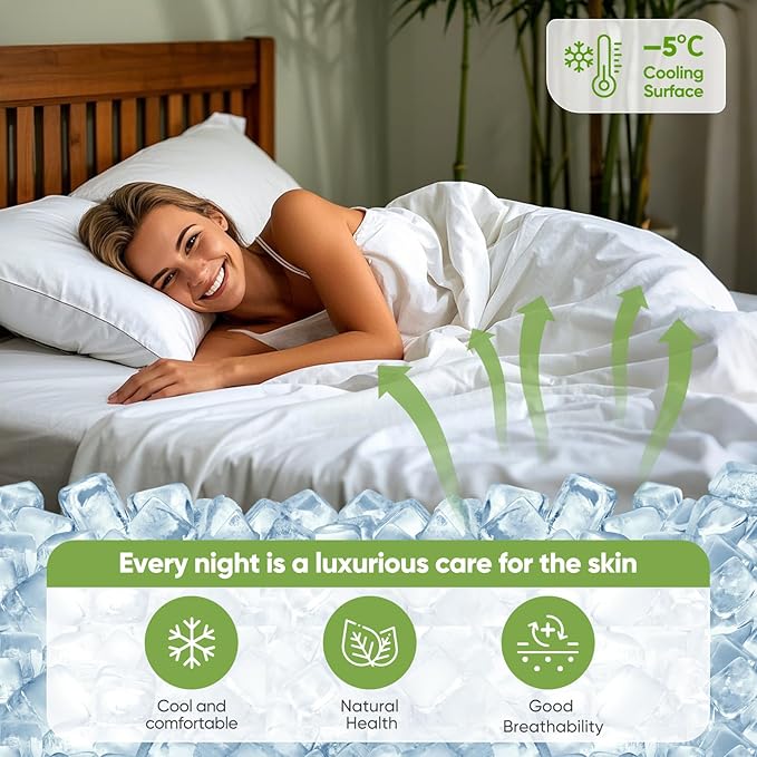 TWK Luxury Sheet Set, Genuine 100% Organic Viscose Derived from Bamboo, Cooling & Breathable, Silky Soft, Bedding Sheets & Pillowcases (White, King(78 * 80 * 15))