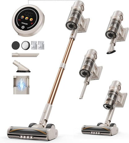 Cordless Vacuum Cleaner,80Mins/50kpa Vacuum Cleaners for Home,Stick Vacuums with Self-Standing,Touch Screen,LED Headlights, Anti-tangle,Rechargeable,Lightweight,for Carpet,Hard Floor, Pet Hair(P7 Pro)