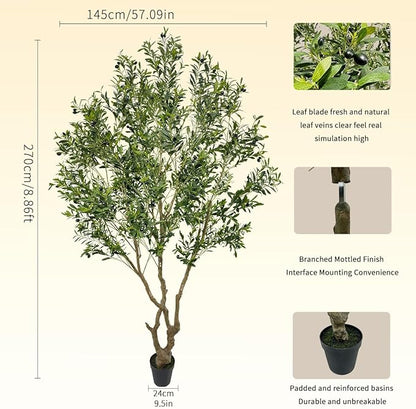 Artificial Olive Tree Fake Tree Interior Decoration Tree Artificial Tree Fauk Tree (9ft)