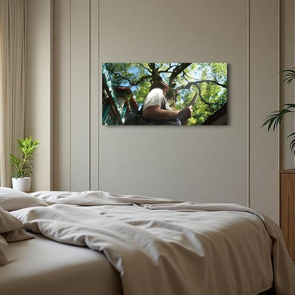 Sunset Meadow Canvas Wall Art Painting Home Modern Artwork Decorations Framed for Living Room Bedroom Office 40x20 Inch(24x12 Inch) (Asian, Color1, 40L x 20W)