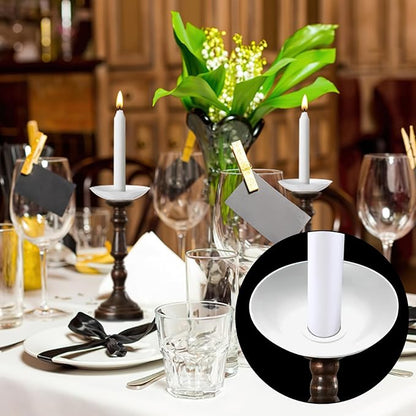 100 Pcs Candle Drip Protectors, Reusable Plastic Candle Holders Bobeches for Candlesticks, Candle Drip Wax Catcher Convenient Candlelight Service for Church Vigil Christmas Eve Wedding Party Candles
