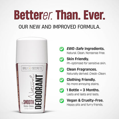 Bali Secrets Natural Deodorant for Women & Men. Nonsense Free. Clean Formula for Sensitive Skin. Strong & Reliable Odor Protection. No Synthetic Aluminum. Organic & Vegan [THE SMOOTH]