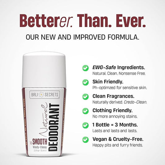 Bali Secrets Natural Deodorant for Women & Men. Nonsense Free. Clean Formula for Sensitive Skin. Strong & Reliable Odor Protection. No Synthetic Aluminum. Organic & Vegan [THE SMOOTH]