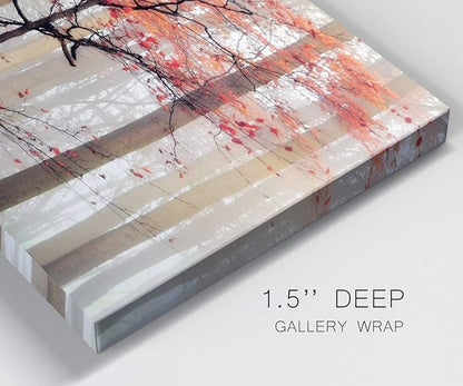 Wexford Home Home Decor Landscape Canvas Wall Art Abstract Floral Painting Modern Pictures Artwork Decoration for Living Room Kitchen Bathroom Office, Ready to Hang, orange awakening, 18x27