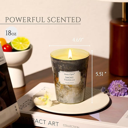 HomeLights Large jar Candle | 1-Wick Long-Lasting Scented Candles, 6.7oz Natural Soy Wax Candle for Home Scented, Industrial Chic Gifts for Women & Men, Smoke Vanilla