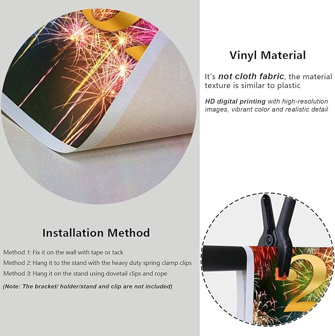 YongFoto 2026 Happy New Year Backdrop 12x8ft Glorious Night Sky Fireworks Photography Background Christmas Night Festival Carnival Family Party Banquet Decor Banner Photoshoot Wallpaper Photo Booth