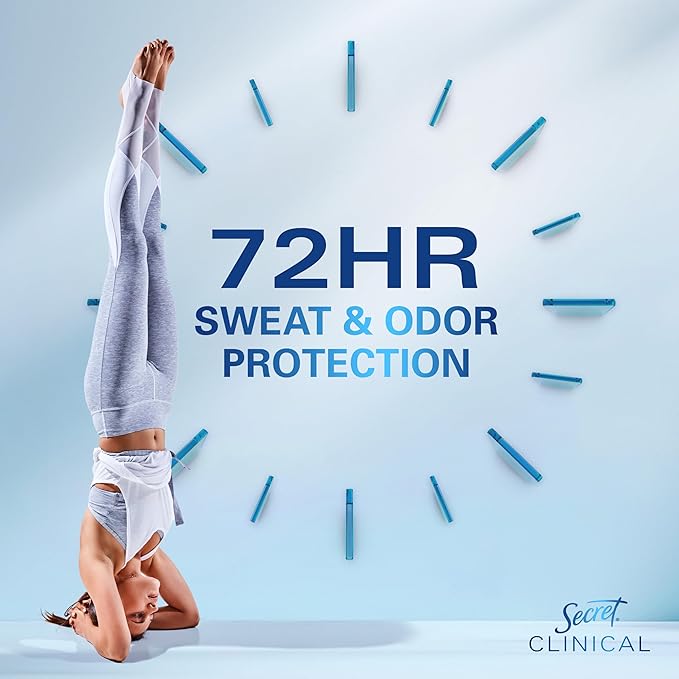 Secret Clinical Strength Antiperspirant Deodorant for Women, 3X Stress Protection, 72hr Sweat & Odor Protection, PH Balancing Minerals, Clear Gel, Clean Lavender Scent, 2.6 oz