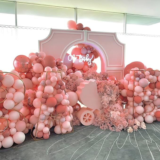 PartyWoo Dusty Pink Balloons 50 pcs 12 Inch Blush Pink Dusty Rose Latex Helium Balloons for Baby Shower Bridal Shower Gender Reveal Boho Theme Princess Birthday Party Decorations Pink-F01