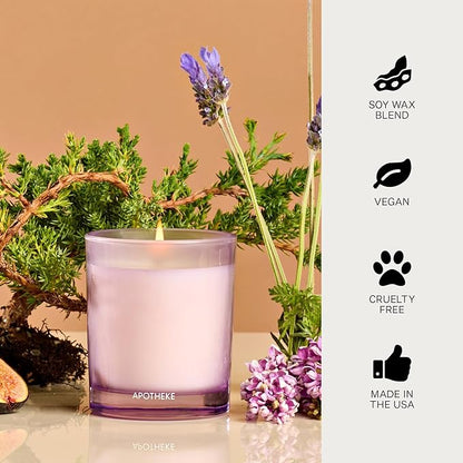 Apotheke Luxury Scented Candles for Home, Hinoki Lavender - Petite Aromatherapy Jar Candle with Soy Wax Blend