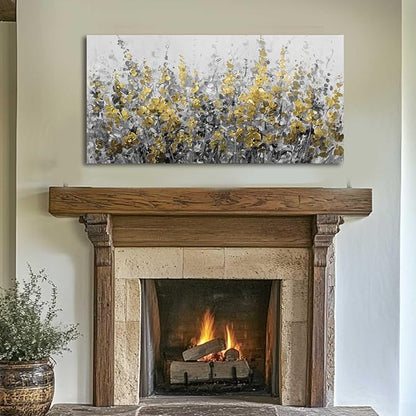 MLART99 Summer Flower Wall Art 24"x48" Prints Floral Canvas Art Gold Foil Nature Art Botanical Wall Decor Decoration Kitchen Pictures for Living Room Bedroom Kitchen