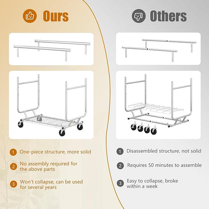 Heavy Duty Clothes Rack Load 620 LBS Metal Garment Clothing Rack Hang 300 pieces of clothing on Wheels Collapsible Rolling Portable & Adjustable Double Rod with Hook for Hanging Clothes