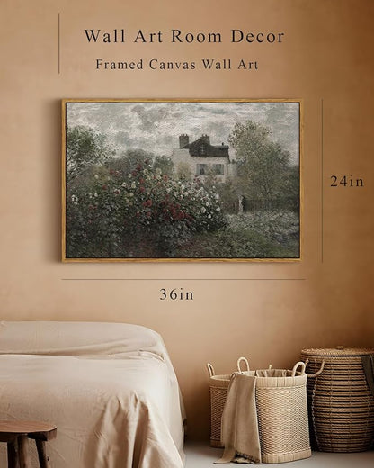 InSimSea Framed Canvas Wall Art Vintage Decor, Landscape Wall Art Home Decor, Modern Farmhouse Decor, Canvas Wall Art for Living Room Decor, Cottagecore Bedroom Kitchen Bathroom Decor, 24"x36"