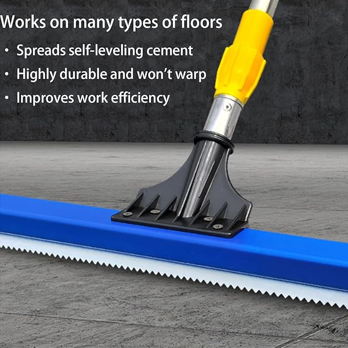 20in Epoxy Squeegee, Teeth Notched Squeegee for Self Leveling Cement Urethane Epoxy Floor Wall Spreader, Lightweight Professional Epoxy Tool for Garage Floors Driveways Walls