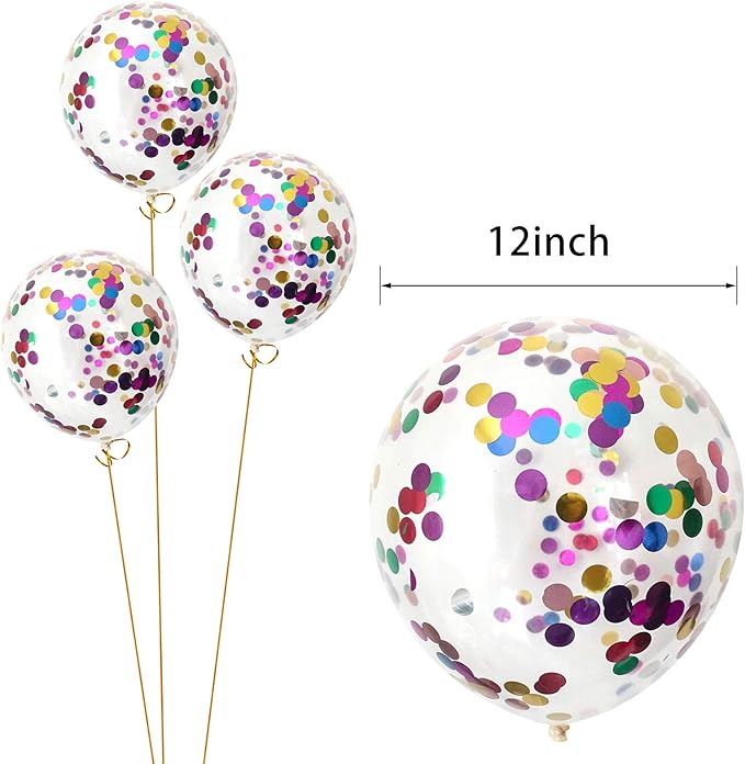 Confetti Balloons 40pack, 12inch Transparent Party Balloons with Colorful Confetti for Graduation Party Wedding Baby Shower Birthday Carnival Party Decoration Supplies…