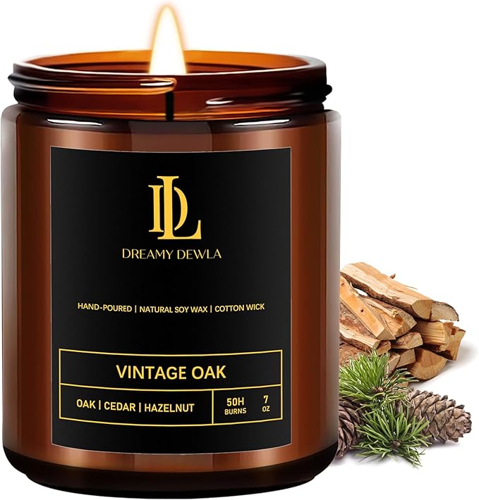 Scented Candles for Men, Vintage Oak Candle for Home, Soy Wax Candles Gift for Birthday Father's Day Thanksgiving Day Anniversary