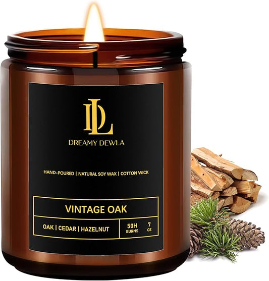 Scented Candles for Men, Vintage Oak Candle for Home, Soy Wax Candles Gift for Birthday Father's Day Thanksgiving Day Anniversary