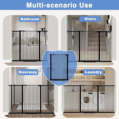 65.7"-72.2" Extra Wide Baby Gate, 40.5" Tall Dog Gate Indoor,Walk Through Pet Gates for Doorways Kitchen No Drilling Auto Close Pressure Mounted Safety Child Toddler Gate, Black