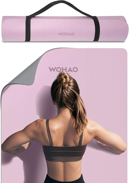 Extra Thick 8mm Yoga Mat, 72"x28" Non Slip Exercise Mat, Reversible 2-Sided Dual Color Premium POE Material, with Carrying Strap for Yoga, Pilates, Home Gym