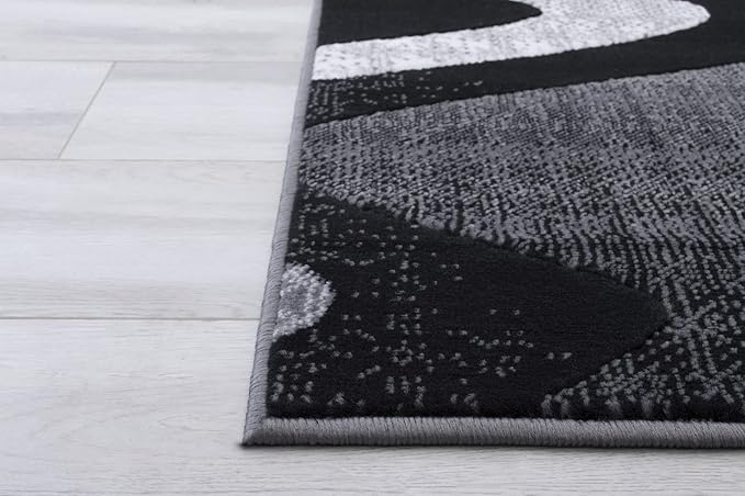 Allstar 5x7 Grey and Gainsboror Grey Modern and Contemporary Rectangular Accent Rug with Charcoal Grey Wavy Zigzag Design (4' 11 x 6' 11)
