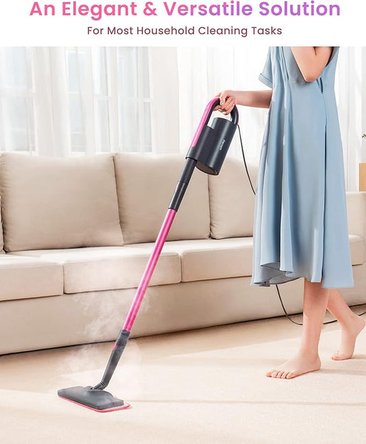 Schenley Steam Mop Cleaner with Detachable Handheld Steamer for Cleaning Hardwood, Laminate Floor, Tiles and Grout, with 7-in-1 Multi-purpose Accessories and Washable Microfiber Pads
