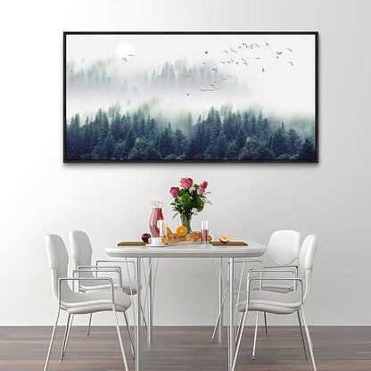 Wapluam Large Canvas Prints Wall Art For Living Room Black Framed Wall Decor For Bedroom Fashion Office Wall Painting Mountain Forest Trees Landscape Pictures Home Decorations Mural Artwork 30x60