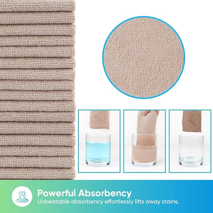 HOMEXCEL Brown Microfiber Cleaning Cloths 100 Pack, Highly Absorbent, Lint & Scratch-Free Cleaning Rags for House Kitchen, Microfiber Towels for Car 11.5 x 11.5 inch Brown
