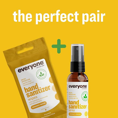 Everyone Hand Sanitizer Spray, 2 Ounce (Pack of 6), Coconut and Lemon, Made with Sugarcane Derived Alcohol with Essential Oils, 99% Effective Against Germs and TSA friendly