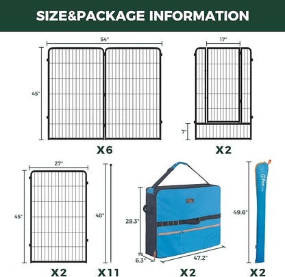 FXW Instant Unleashed Dog Playpen, Portable Pet Fence for Outdoor, RV Trips, and Camping, 40 inch, 16 Panels for Medium and Large Dogs with Playpen Storage Bag (2 Pack│Patented
