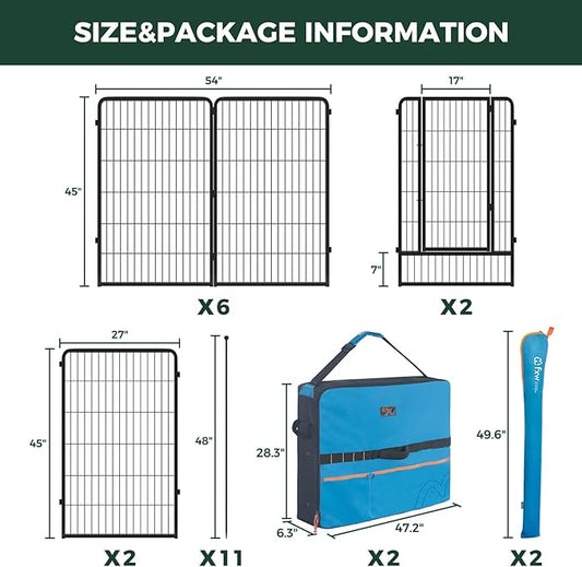 FXW Instant Unleashed Dog Playpen, Portable Pet Fence for Outdoor, RV Trips, and Camping, 40 inch, 16 Panels for Medium and Large Dogs with Playpen Storage Bag (2 Pack│Patented