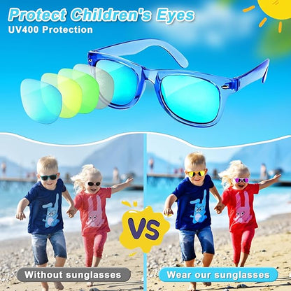 Kids Sunglasses Bulk Party Favors - 24 Packs Boys Girls Sunglasses for Kids Age 3-8 with UV 400 Protection, Neon Sunglasses for Kids Party