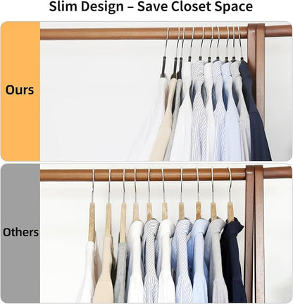 Non-Slip Rubber Coated Hangers, 30 Pack Plastic Clothes Hangers with 360° Swivel Hook 17.7 Inches Slim Space Saving Hangers for Adult Clothes Shirts Dresses Pants, Black