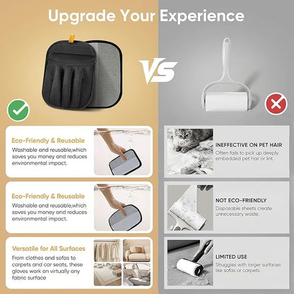 Newly Upgraded Five-Finger Electrostatic Pet Hair Remover Glove for Cats & Dogs Reusable Pet Hair Remover Tool for Clothing, Couch, Carpet, Furniture, Car Seat 3