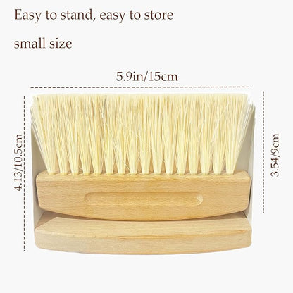 Mini Broom and Dustpan Set Small Metal Dustpan and Brush Set Hand Whisk Broom for Home Office Desktop Sofa Pet Care Household Cleaning (sisal Hemp bristles, White)