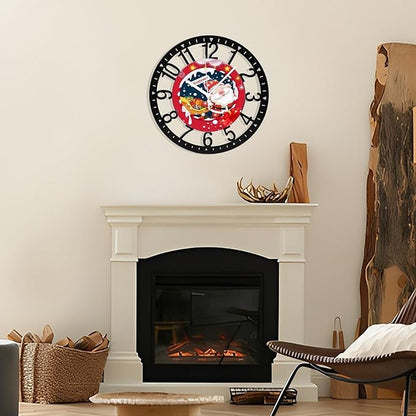 Wall Clock 10 Inch Silent Non-Ticking Modern Clocks Battery Operated - Analog Small Classic for Office, Home, Living Room,Bathroom, Kitchen, Bedroom, School,Snowman Clock