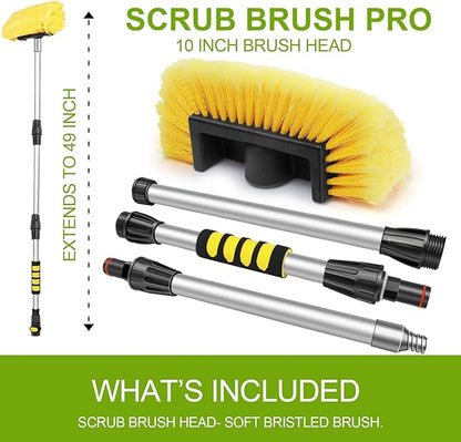 Anyyion 49inch Car Wash Brush with 10 Inch Soft Bristle, On/Off Switch for Car Truck Boat Washing Brush, Perfect for Cleaning House Siding, Auto Cars, Trucks, SUV, RV, Floors and More!