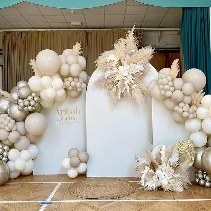 154pcs Ivory White Balloons White Sand White Cream Beige Balloon for Balloons arch Different Sizes 5/10/12/18 Inch Garland Kit for Wedding Birthday Party Supplies Bridal Shower Decorations