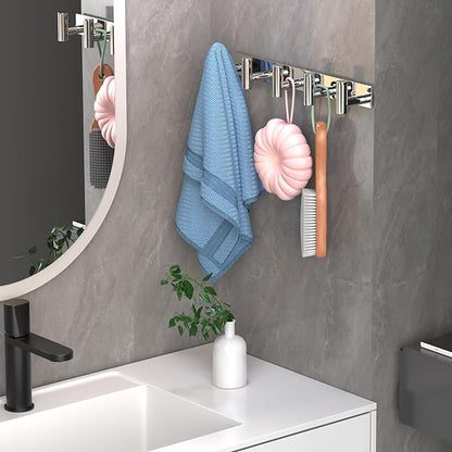 Wall Mounted Coat Rack-5 Hooks, Heavy Duty Stainless Steel Wall Hooks for Towel Coat Bag, Hat Rack Coat Hanger Coat Hooks Towel Racks for Bathroom Entryway Kitchen Hotel (Glossy, 1 Pack)