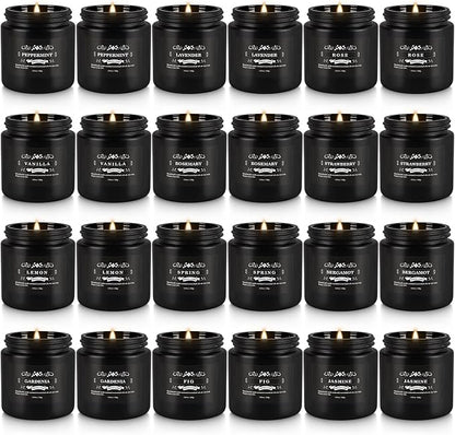 Scented Candles Gifts Set 24 Pack Soy Wax Travel Tin Jar Candles for Home 3.05 OZ for Mom for Christmas, Birthday, Thanksgiving, Mother's Day(Black)