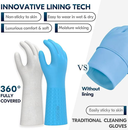 Vgo... 3 Pairs Household Cleaning Gloves Infused with Fresh Aromas, Long Sleeves Kitchen Gloves, Bathroom & Kitchen Cleaning, Gardening & Pet Care (3 Colors, L, TP1117)