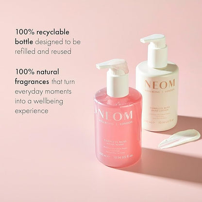 Neom Complete Bliss Hand Wash, 300ml | Blush Rose, Lime & Black Pepper I Natural colour derived from gardenia fruit I 100% Recyclable Bottle I Refillable